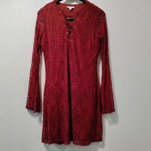 Red lace dress with sleeves. Size L by UltraFlirt